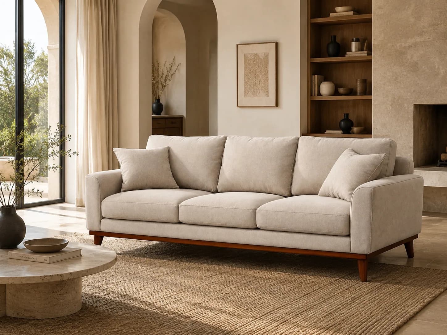 Classic 3-Seater Fabric Sofa